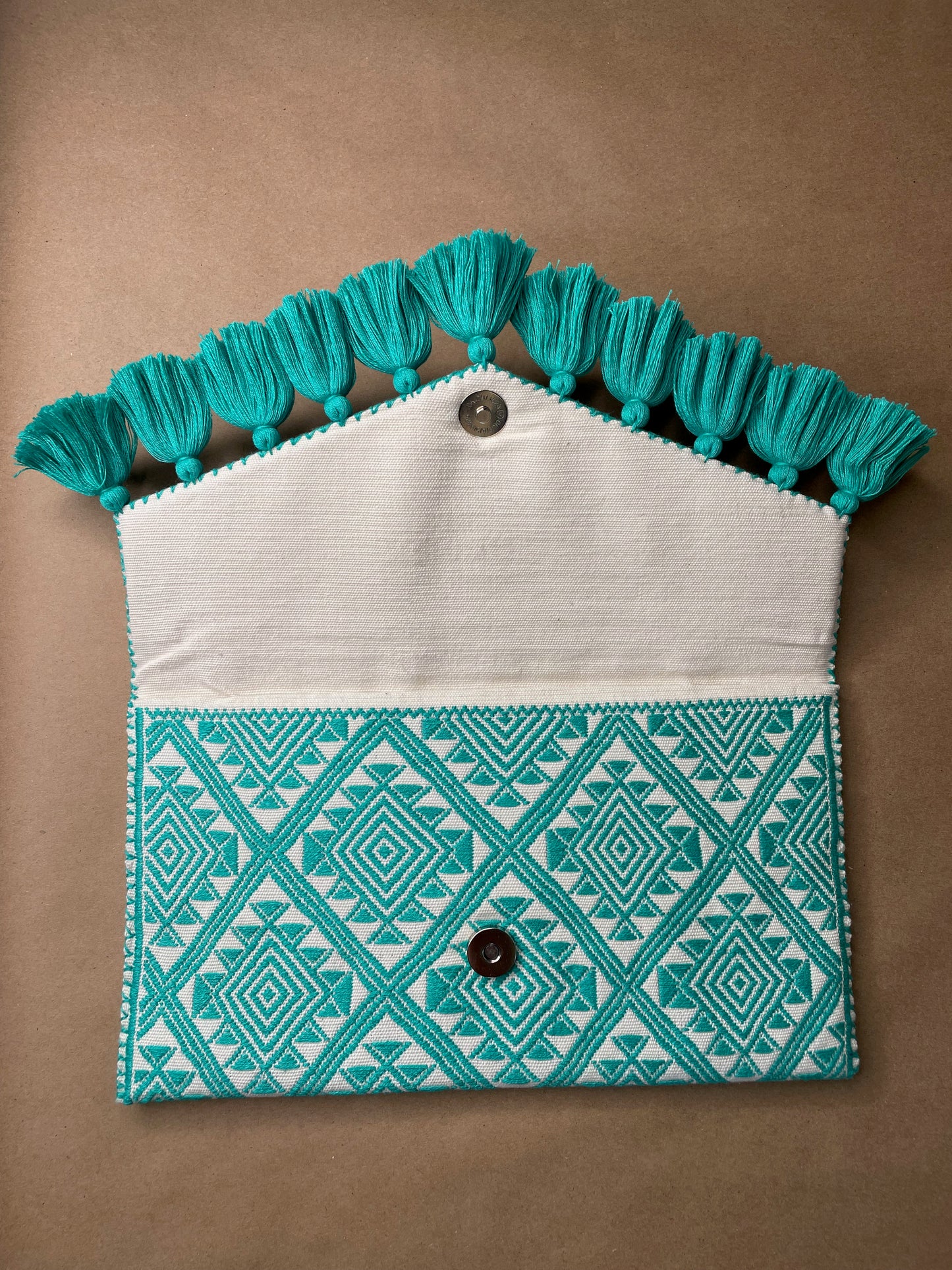 Teal & White Clutch