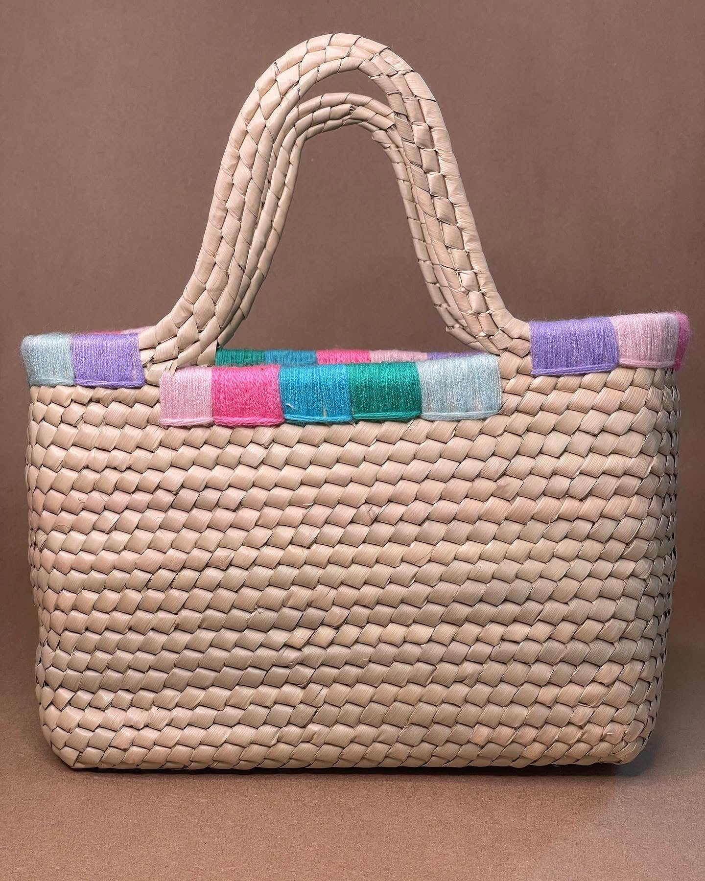 Pastel Pom-Pom Palm Handbag