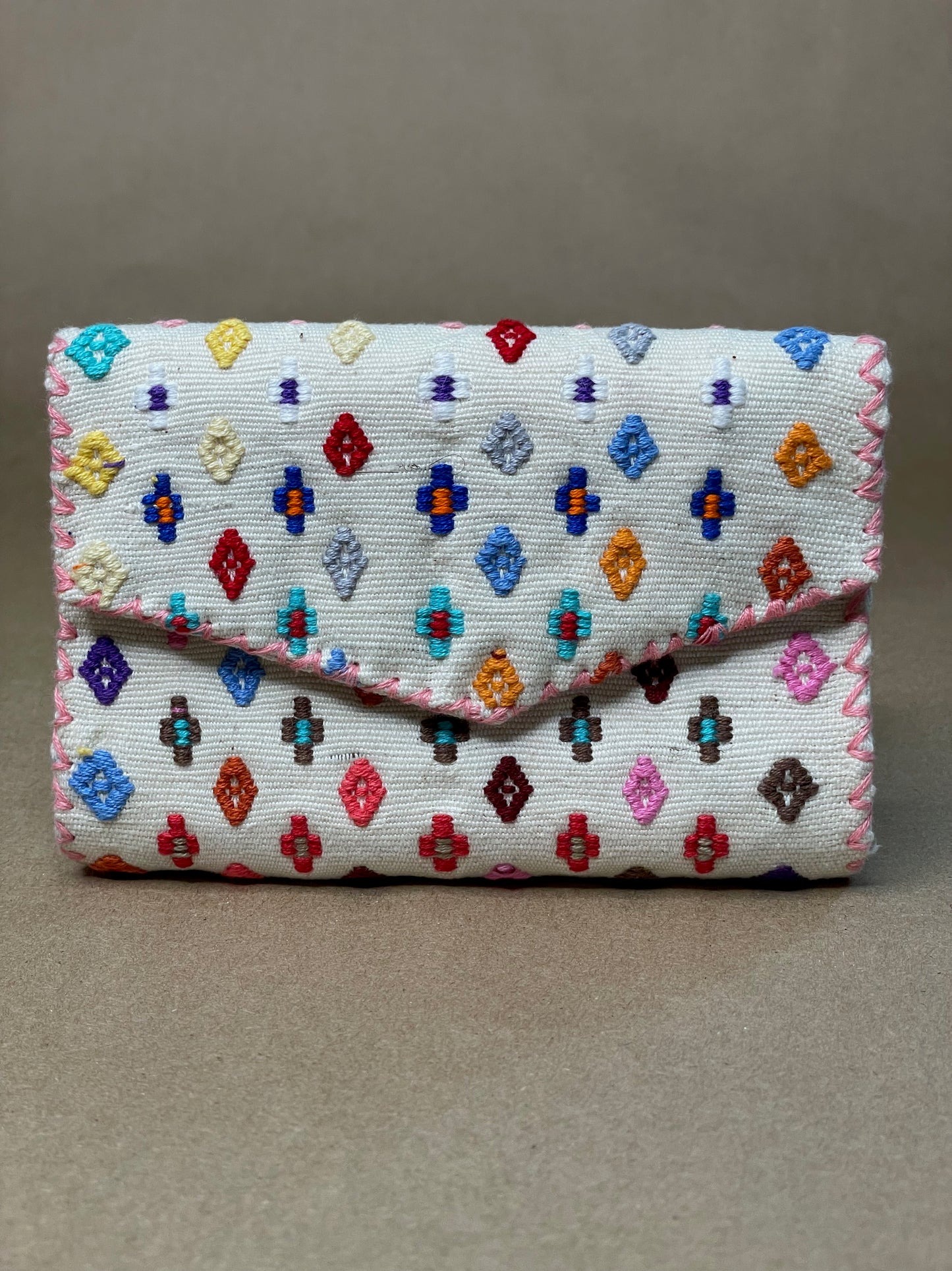 White & Multicolor Small Wallet