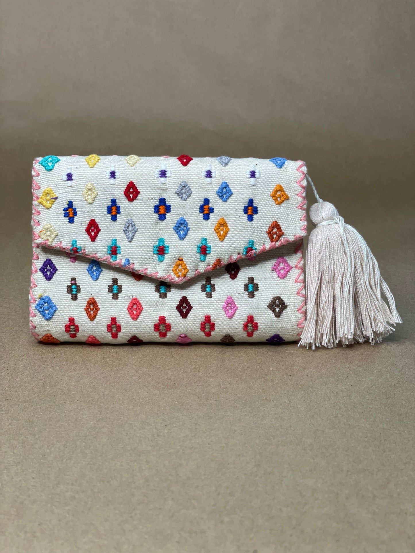 White & Multicolor Small Wallet