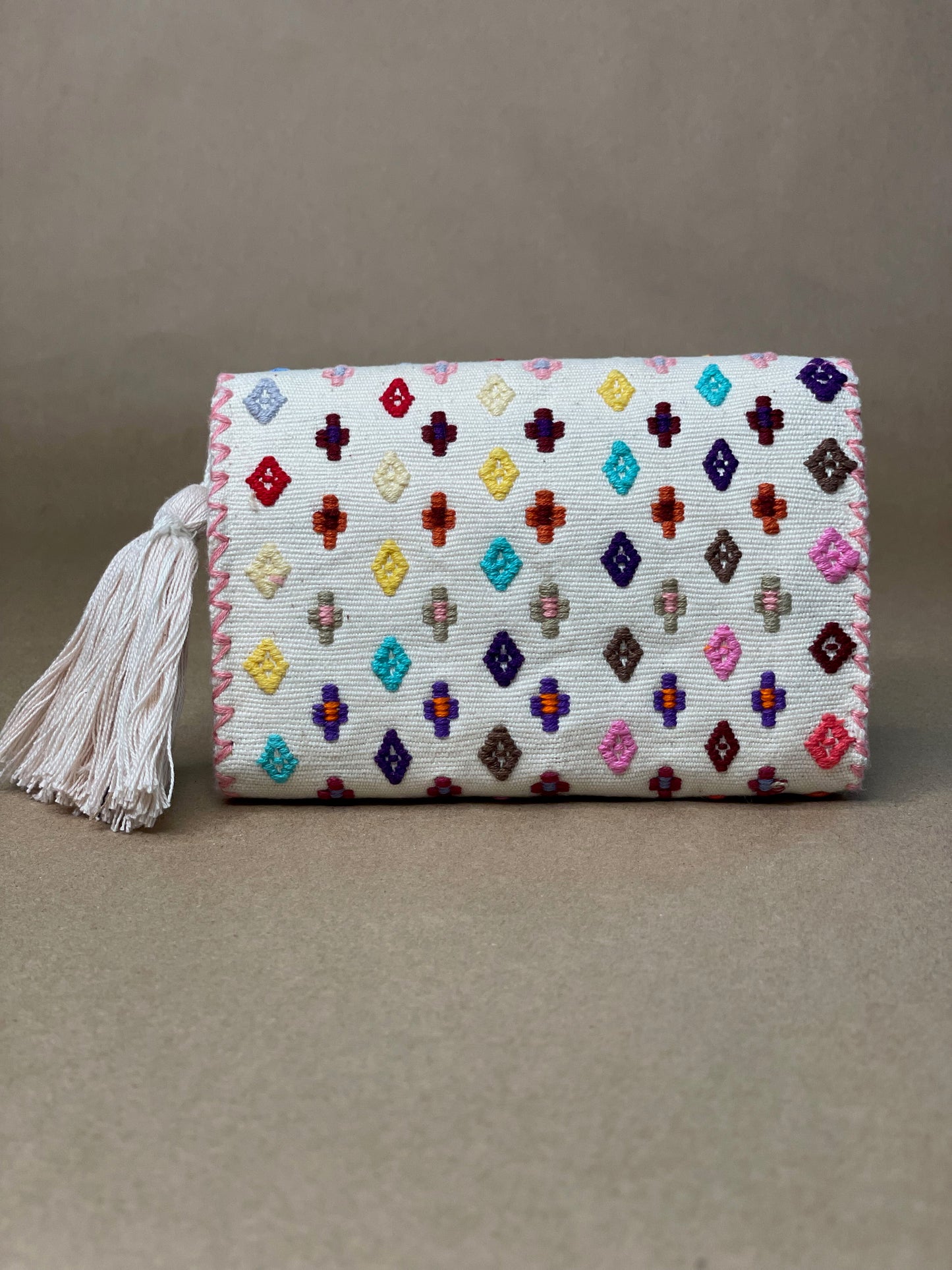 White & Multicolor Small Wallet