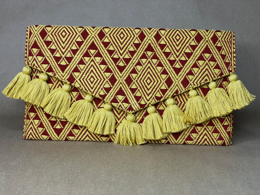 Yellow & Burgundy Clutch