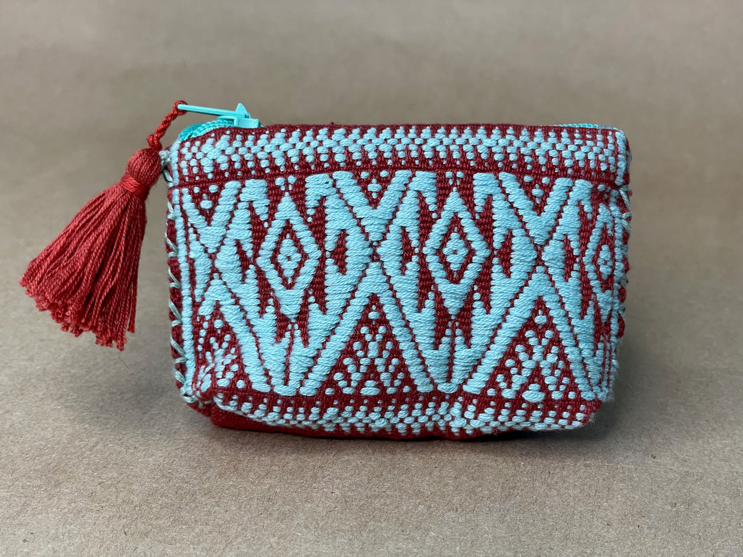 Burgundy & Teal Coin Purse