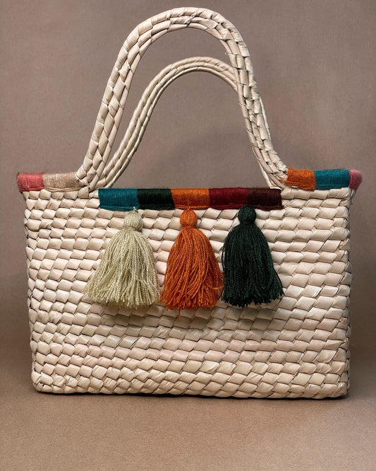 Fall Pom-Pom Palm Handbag